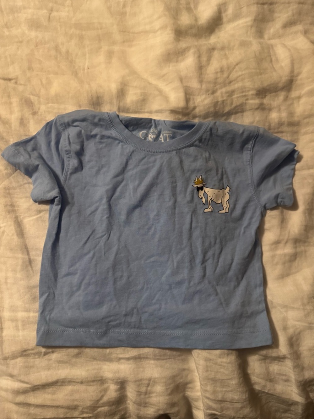 GOAT Light Blue Kids Cropped T-Shirt with Goat Graphic